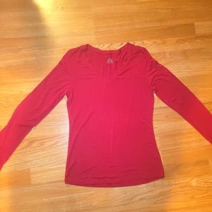 Red long sleeve v-neck